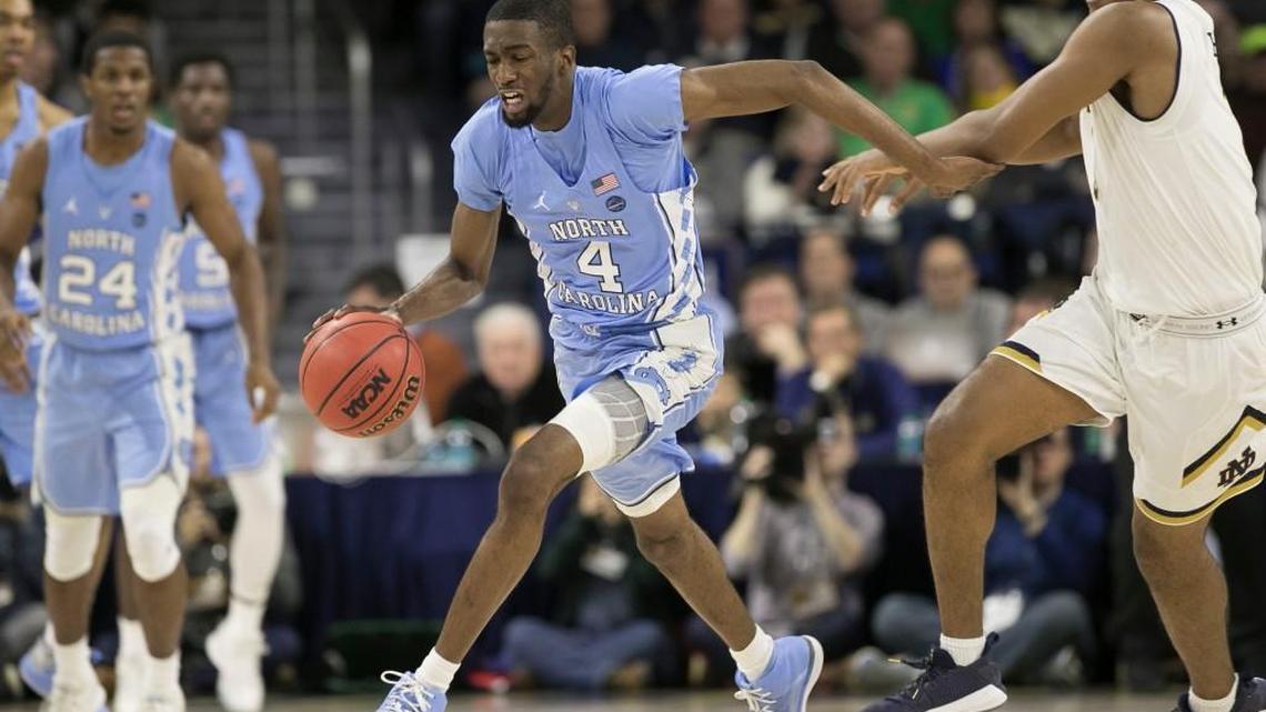 North Carolina’s Brandon Robinson (4) starts a fast break during the second half against Notre Dame on Saturday, January 13, 2018 at the Joyce Center in South Bend, Indiana.