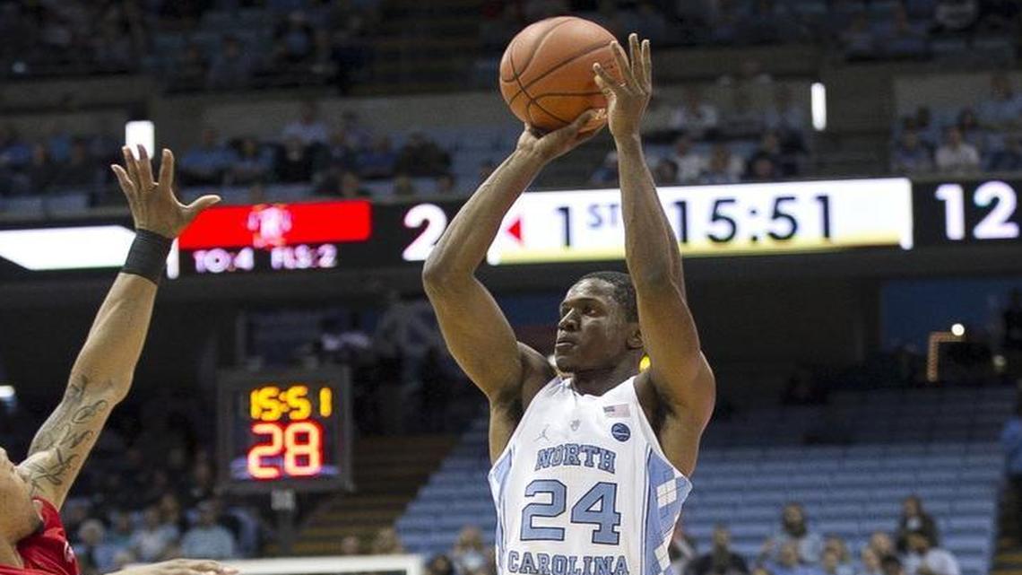 North Carolina’s Kenny Williams launches a 3-point shot during the first half against Radford at the Smith Center.