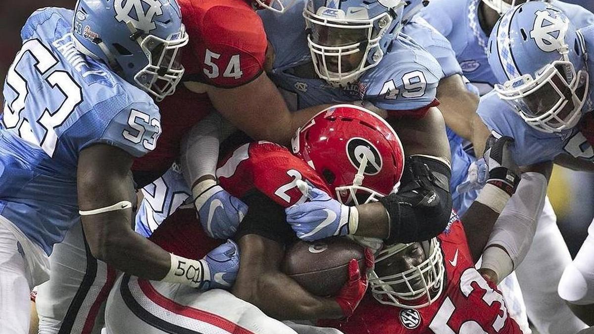 The Tar Heels found it difficult on Saturday night to consistently slow down Georgia’s Nick Chubb, who ran for 222 yards and a game-clinching 55-yard touchdown late in the fourth quarter.