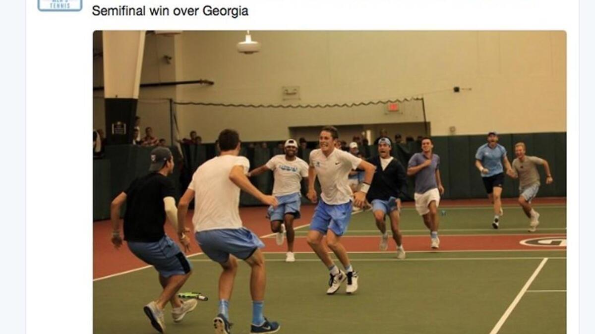 UNC men’s tennis program’s tweet after the team beat Georgia to head to the NCAA title match.