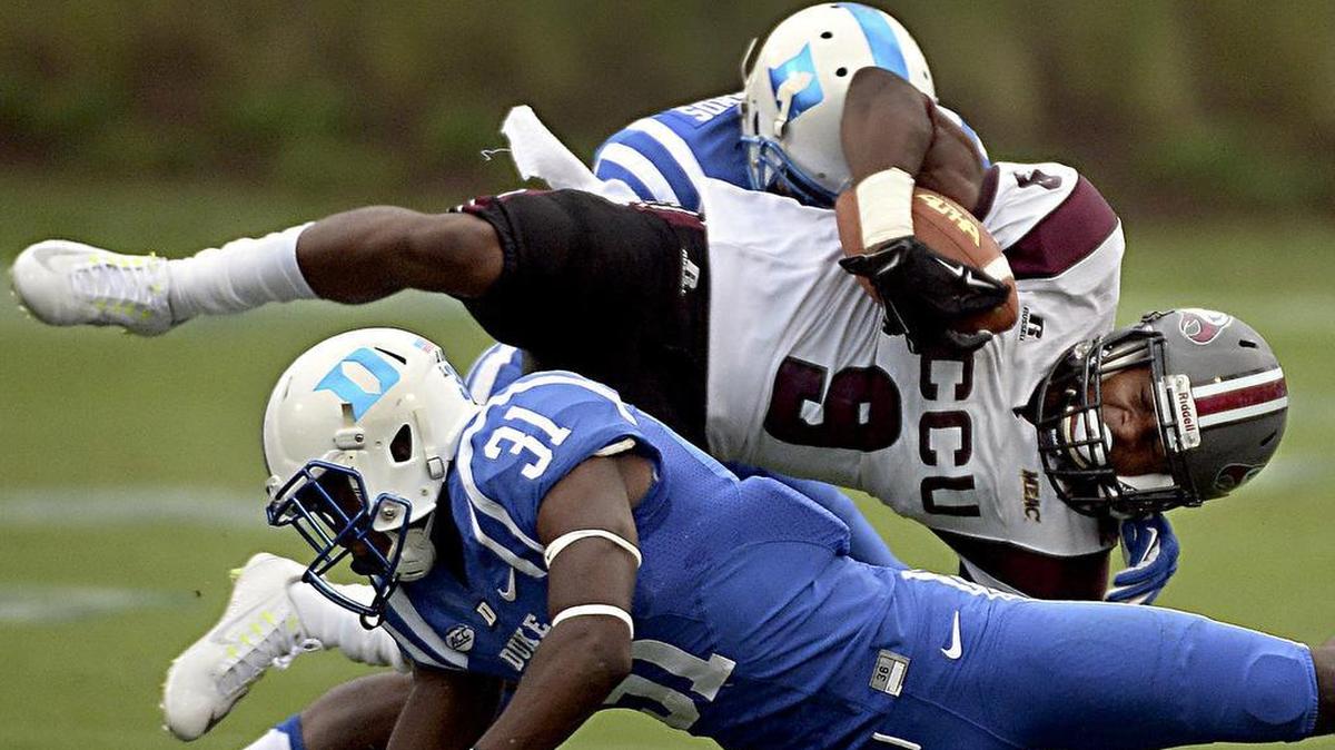 NCCU's Jalen Wilkes (9) in action against Duke earlier this season.