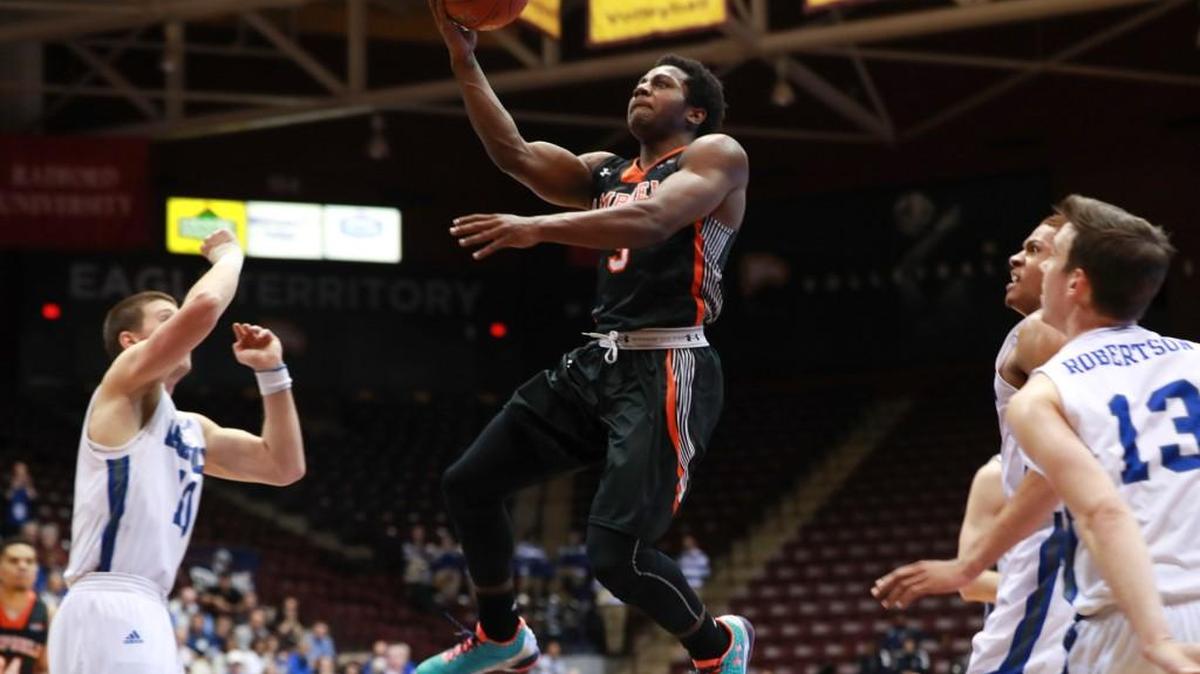 Campbell sophomore guard Chris Clemons goes to the basket against UNC Asheville on Thursday. Clemons scored 51 points in the Camels’ 81-79 win in the Big South tournament quarterfinals.