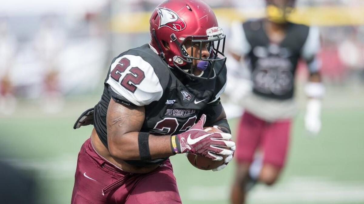 N.C. Central safety Davanta Reynolds returns an interception against Delaware State on Oct. 28. Reynolds led the MEAC and was tied for second in the nation (FCS) with six interceptions in 2017.