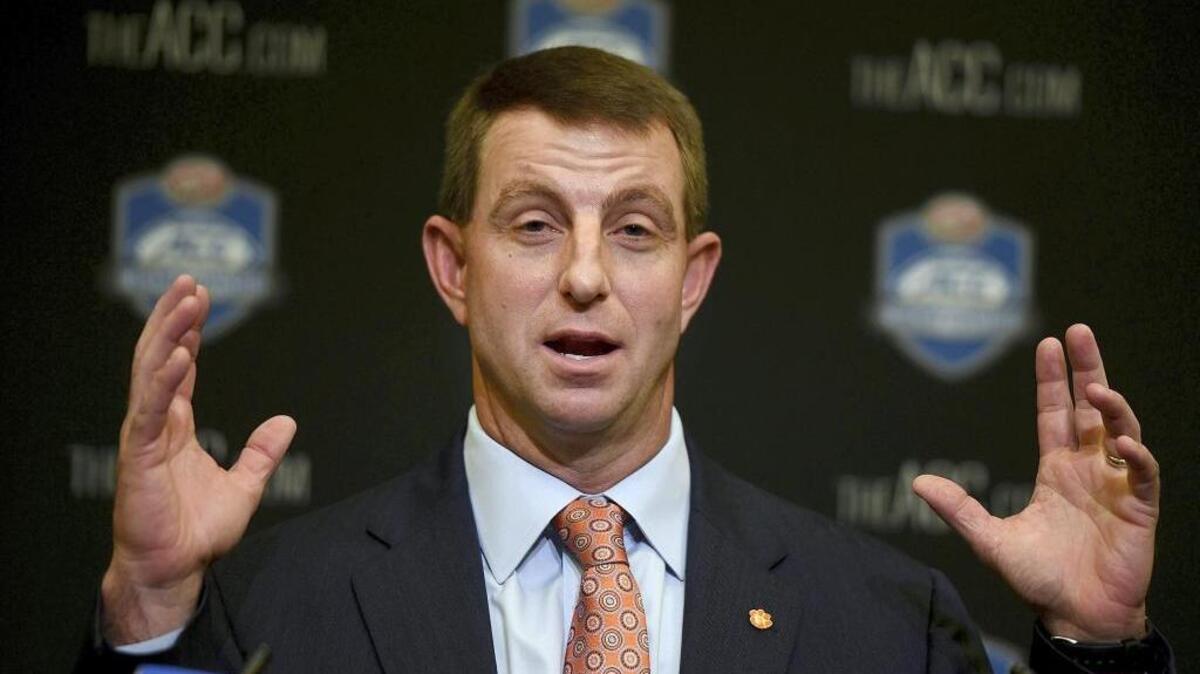 Clemson (and coach Dabo Swinney) will face Alabama for a third consecutive playoff, this one Jan. 1 in New Orleans.