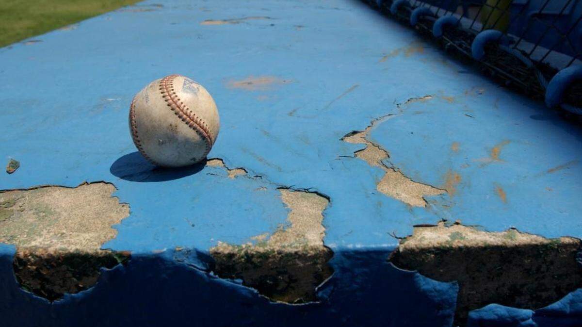 A baseball at Durham Bulls Athletic Park