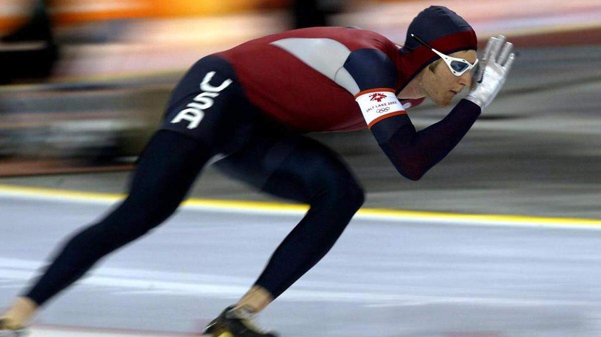 Joey Cheek of Greensboro, races during the men's 1000m Olympic speedskating competition in Salt Lake City, Utah in 2002. Cheek will be part of the Class of 2018 North Carolina Hall of Fame.