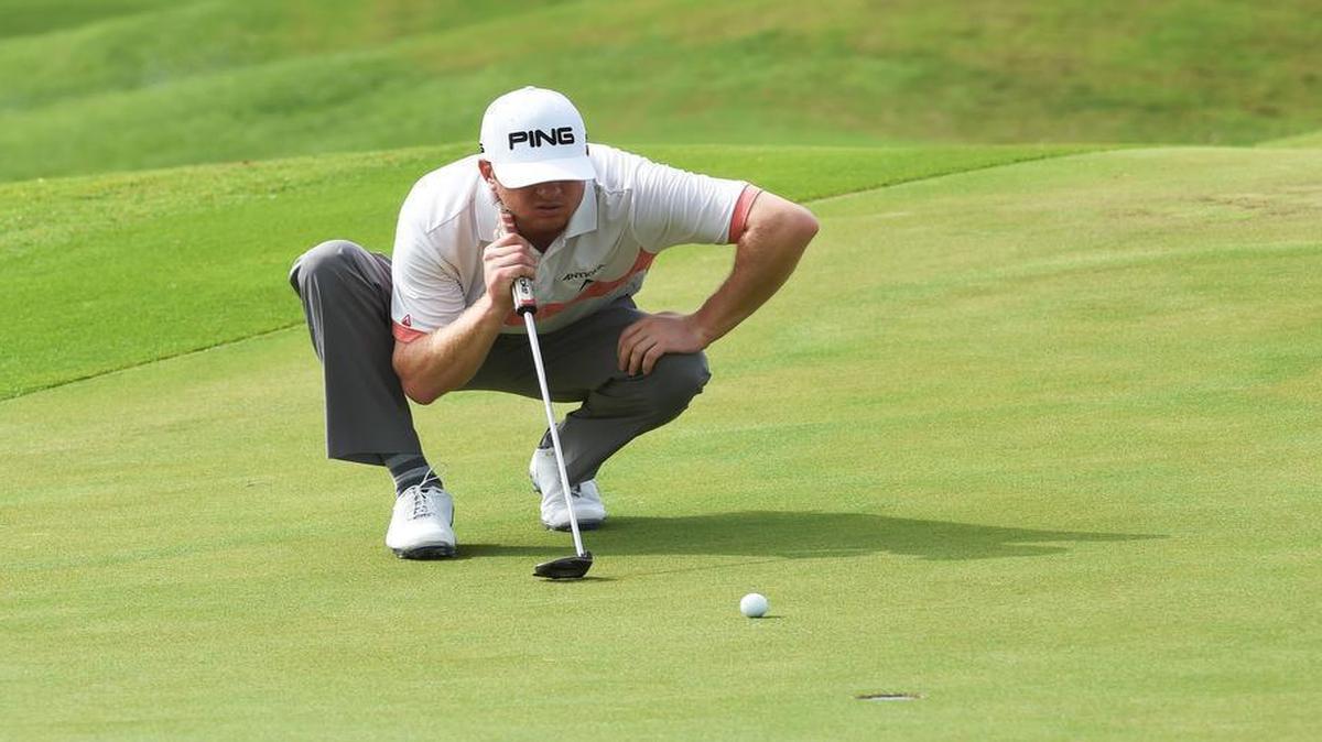 Nate Lashley lines up his eagle putt attempt on the 11th green during the second round of the Shell Championship at the Melreese Country Club at International Links-Miami on December 2, 2016 in Miami, Florida.