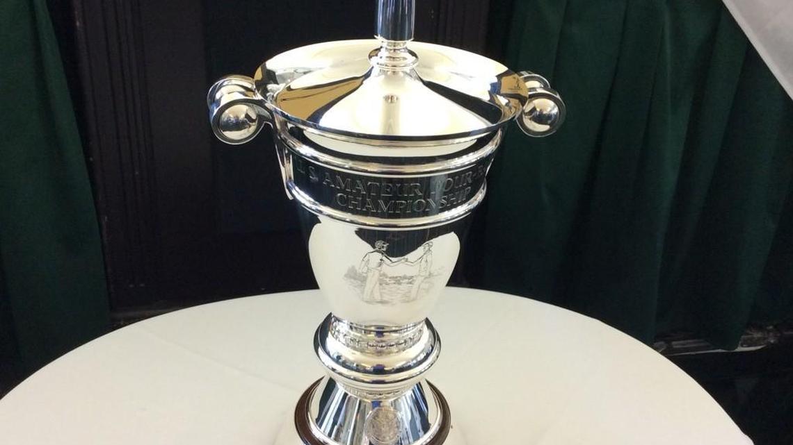 2017 U.S. Amateur Four-Ball Championship trophy. The golf tournament will be hosted by Pinehurst Resort and Country Club in May.