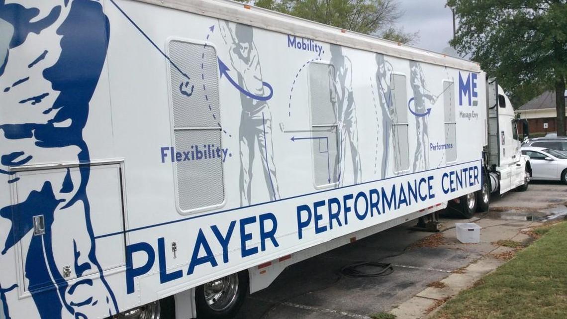 Two Player Performance Center trucks are present at every PGA Tour Champions event to help over-50 golfers try to keep in top shape for the tour.