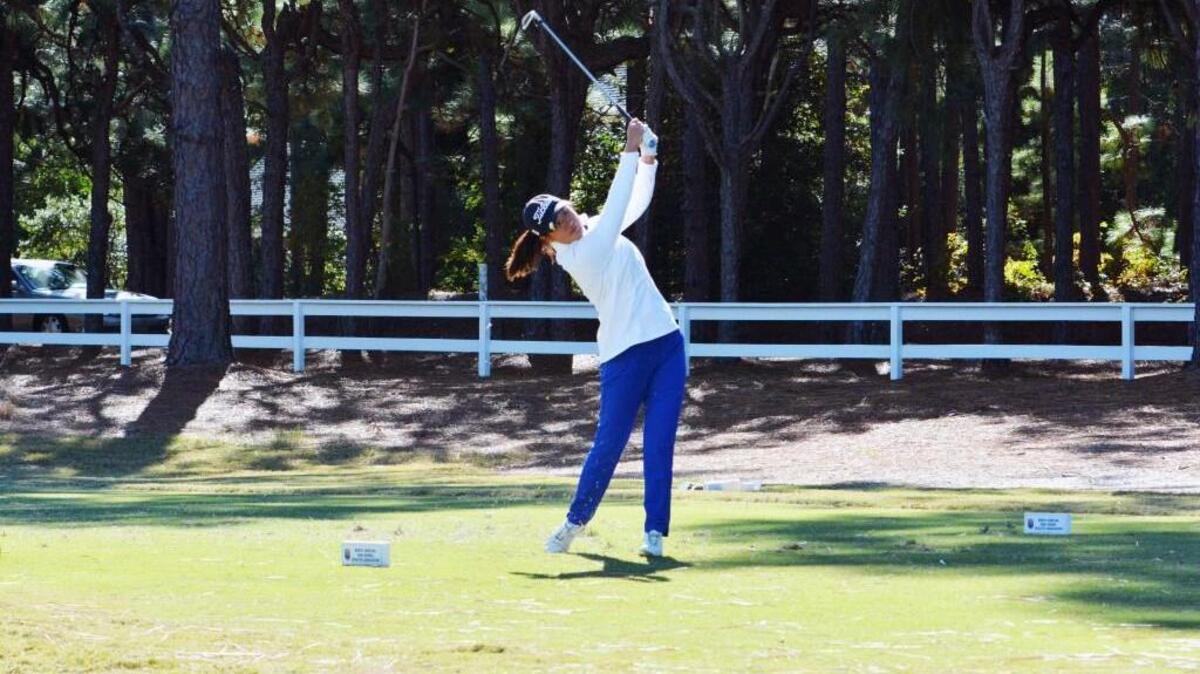 Gina Kim from Chapel Hill at the 3A girls golf state championship at the Longleaf Golf and Country Club on Tuesday, October 25, 2016.