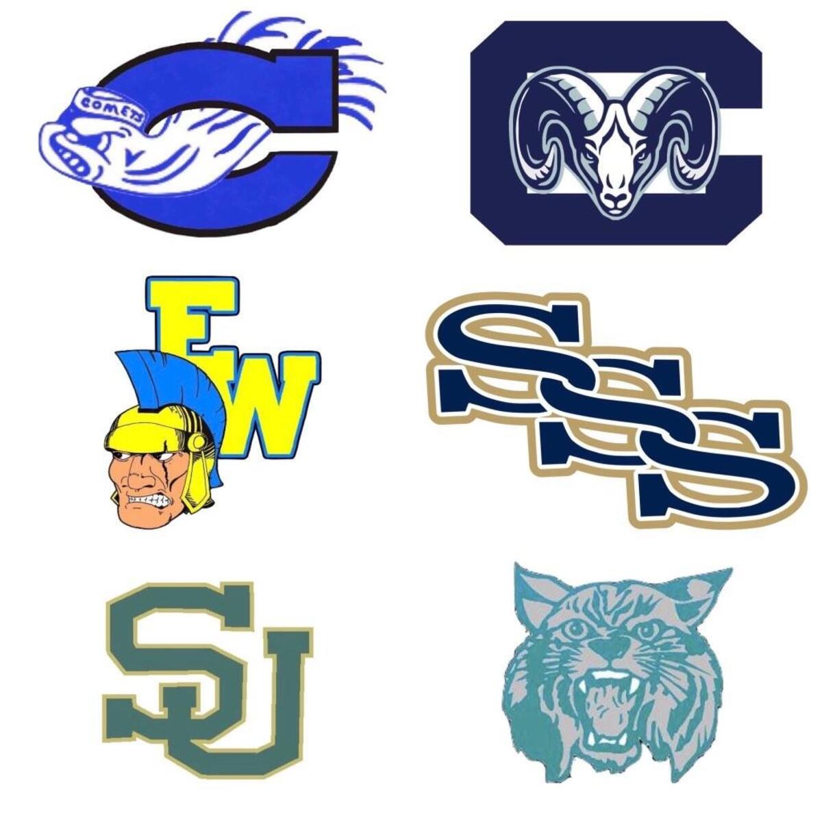 Greater Neuse River Conference: Clayton Comets, Cleveland Rams, East Wake Warriors, Smithfield-Selma Spartans, South Johnston Trojans, West Johnston Wildcats.