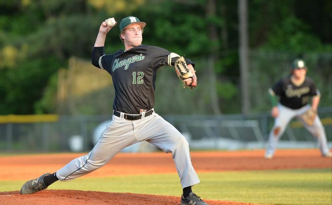 Patrick Szczypinksi (12) of Northwood throws a pitch for the Chargers. The Chapel Hill Tigers played the Northwood Chargers in a baseball game that took place in Chapel Hill, N.C. on Saturday, May 7, 2016.