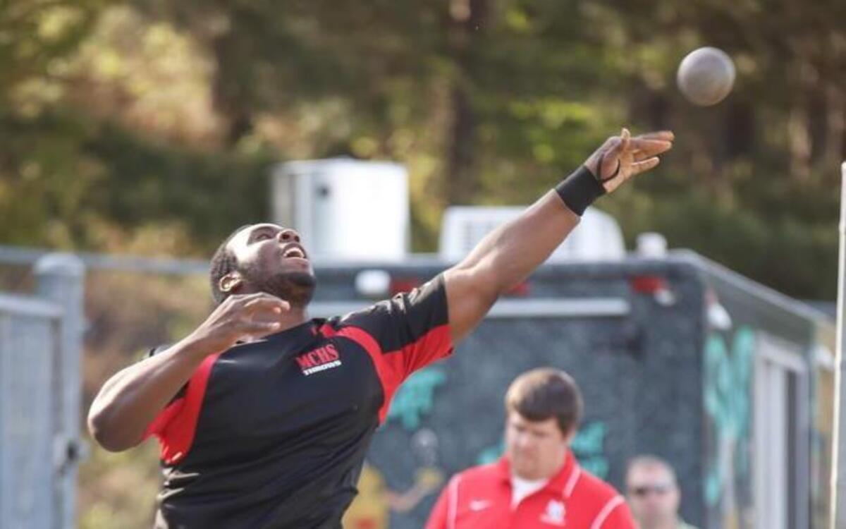 
Middle Creek’s Terrell Adams during the SWAC track and field championships at Green Hope on Tuesday, April 21, 2015.

