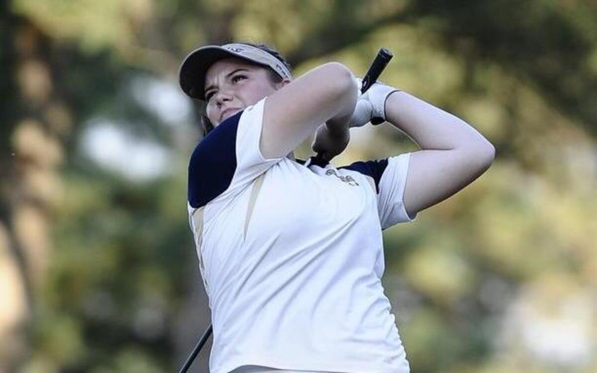 
Smithfield-Selma’s Natalie Hill completes her swing during the Two Rivers 3A Conference championships.
