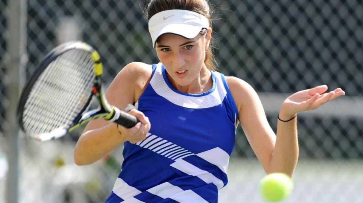 
Sanderson's Sibel Tanik competes in a match against Broughton in Raleigh, N.C. on Tuesday, September, 2015.

