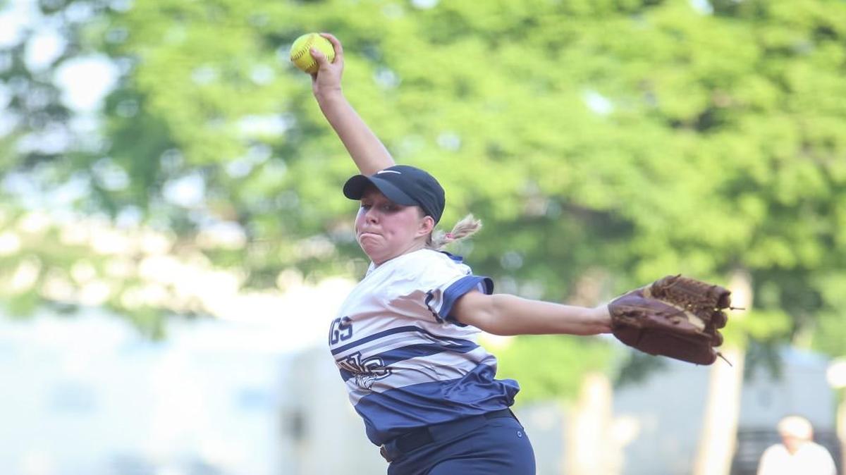 Wake Christian's Marissa Green pitches during NRCA's softball game at Wake Christian on Friday, April 28, 2017. Wake Christian won the game 10-1.