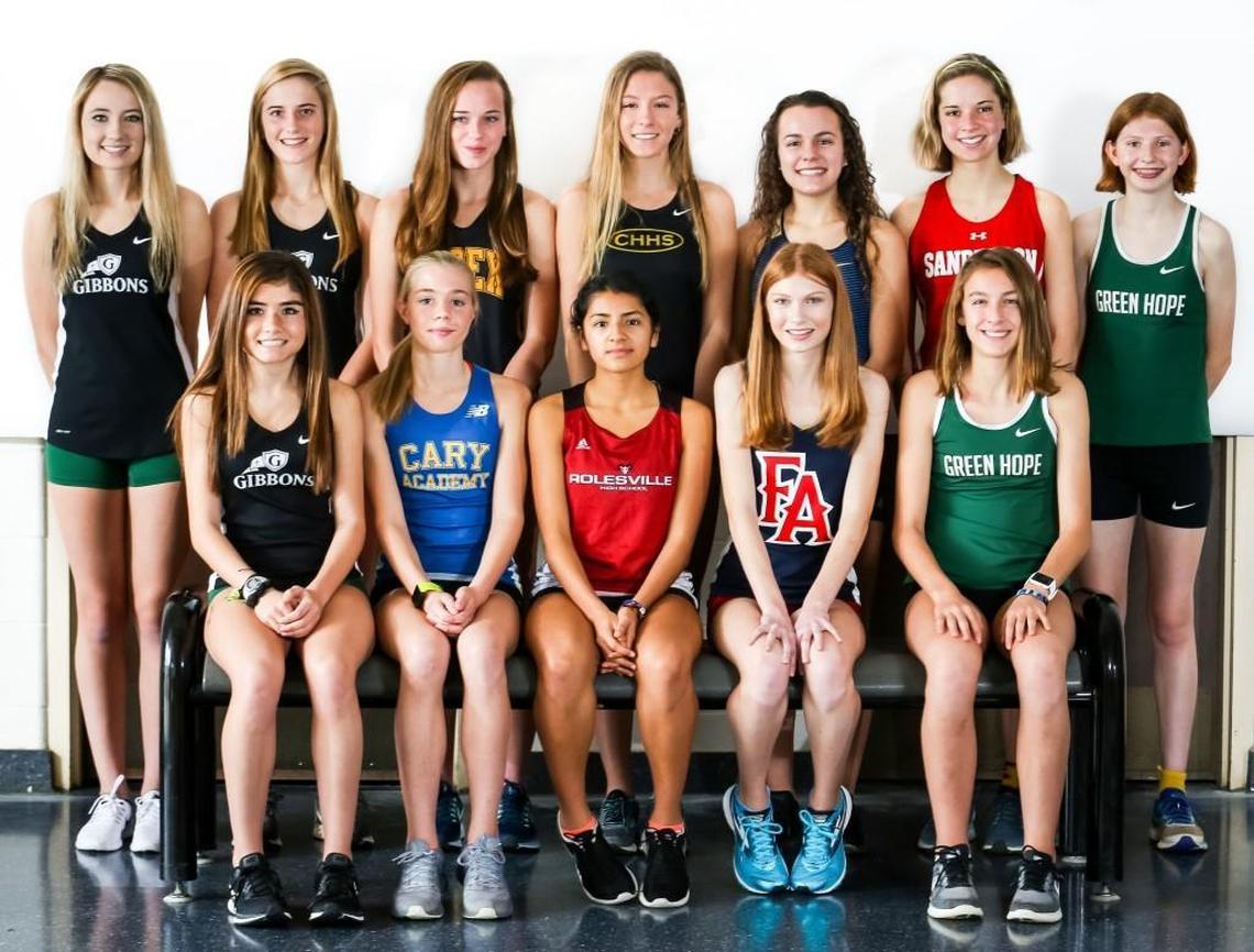 Members of the N&O All-Metro Girls Cross Country Team pose for a portait on Saturday, December 9, 2017.