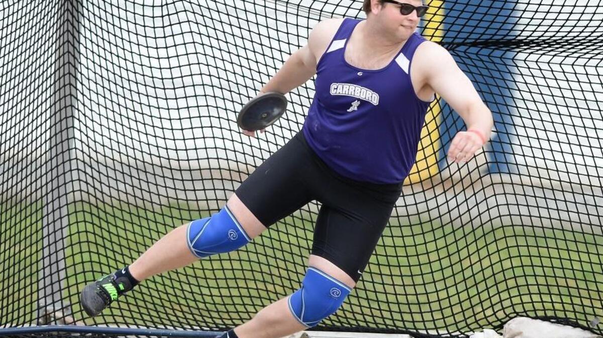 Magnus Herweyer of Carrboro throws in the Boys Discuss Throw 2A Finals during the NCHSAA 2A Track and Field Championships that took place at the North Carolina A&T State University in Greensboro, N.C. on Saturday, May 21, 2016.