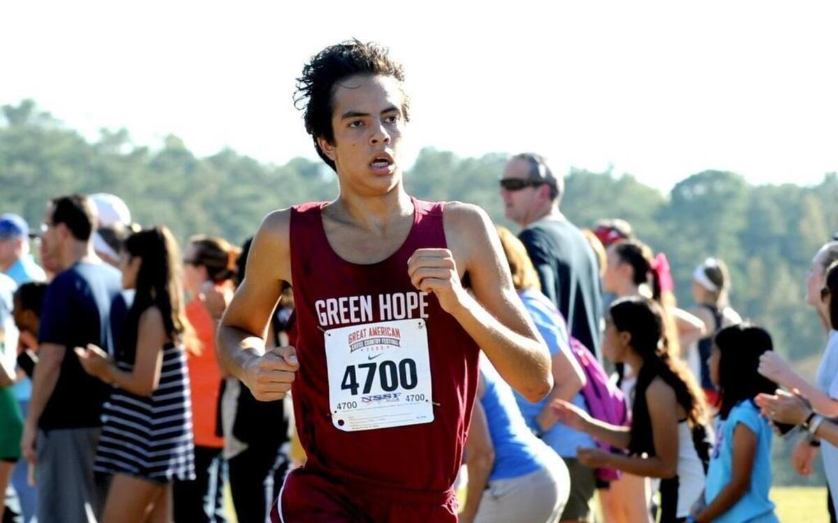 Green Hope's Ian Delgado took third in the SWAC boys cross country championships, which took place in Cary on Wednesday, October 19, 2016.