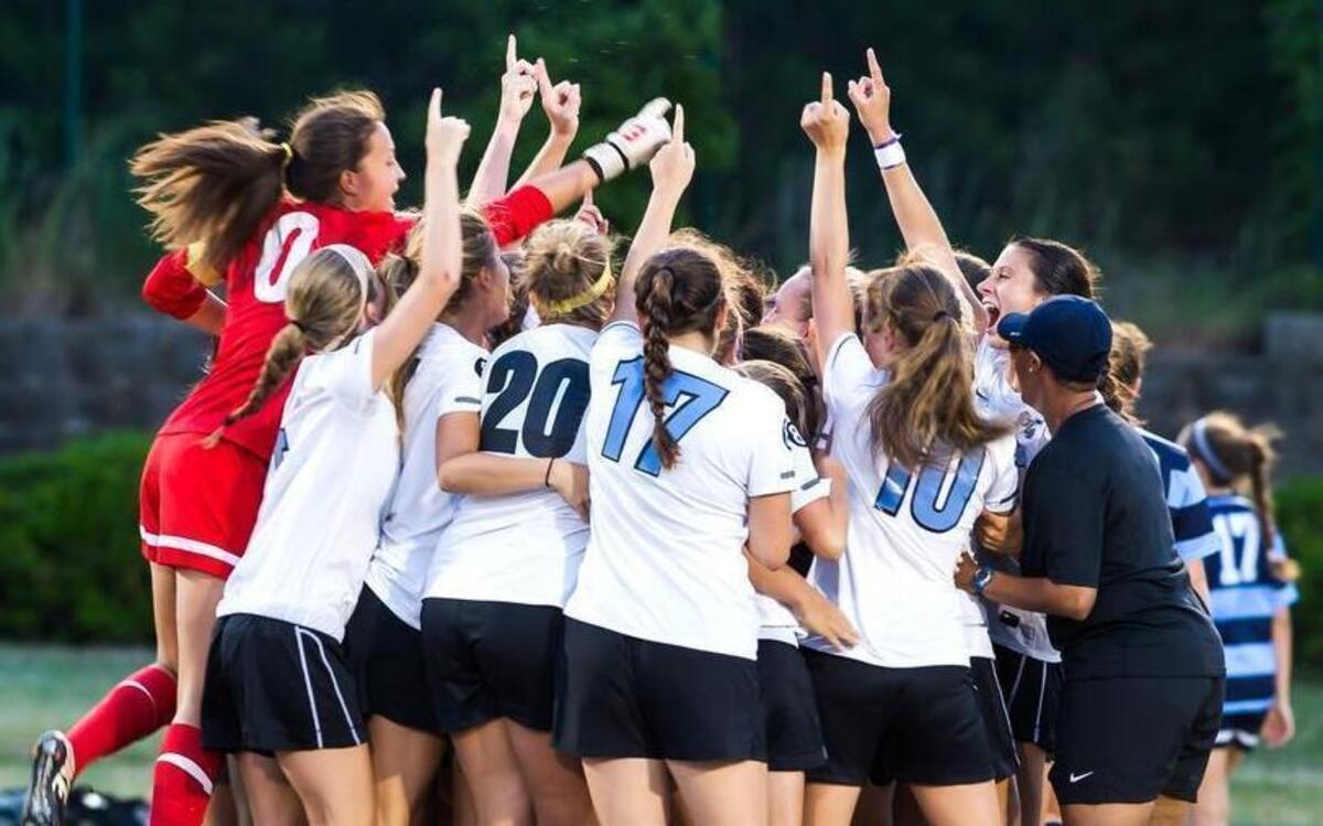 
The Panther Creek Lady Catamounts celebrate after the winning the girls soccer NCHSAA 4A East final 2-1 on Tuesday, May 26, 2015.
