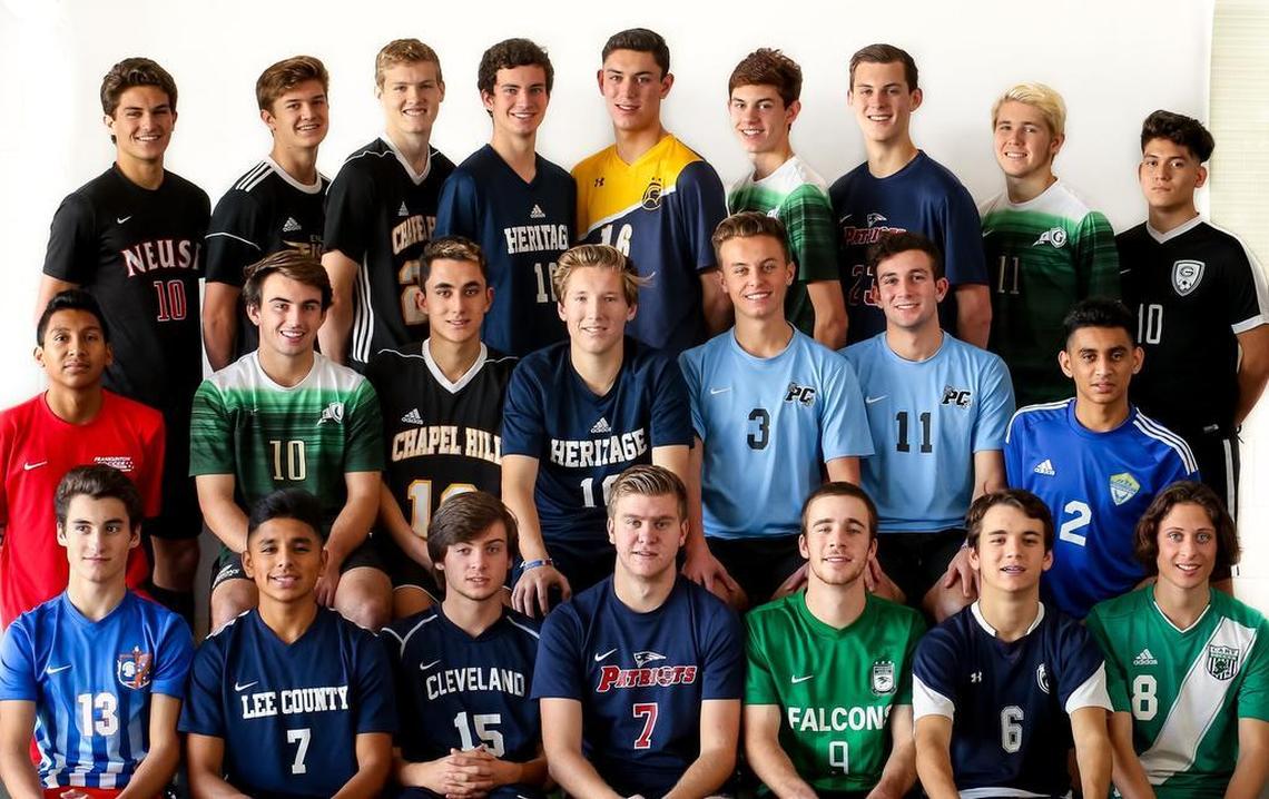 Members of The N&O All-Metro Boys Soccer Team, poses for a portait on Saturday, December 16, 2017.