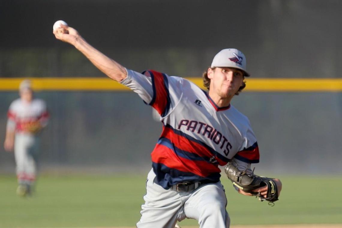 Faith Christian's Landen Roupp (6) delivers the pitch during the Rocky Mount Academy boy's baseball game against at Faith Christian in Rocky Mount, N.C. on Friday, April 28, 2017.