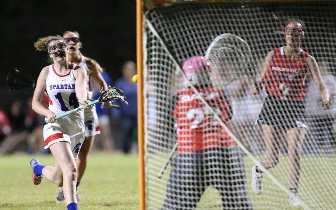 Sanderson girls lacrosse shakes early deficit to rout Rolesville