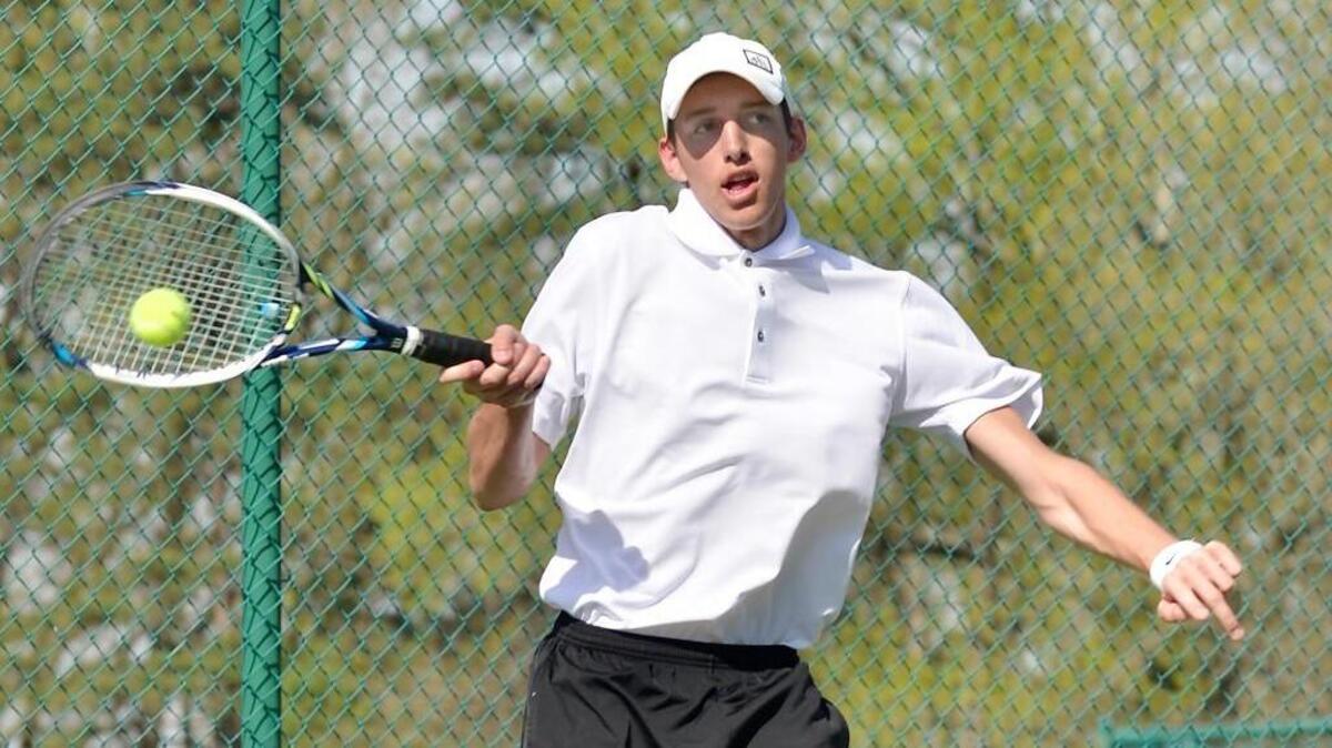 East Wake junior No. 1 seed Jake Clement, shown here playing against Clayton on March 23, gave up one game in singles play in the match against Knightdale in Wendell, N.C. Monday, April 18, 2016.