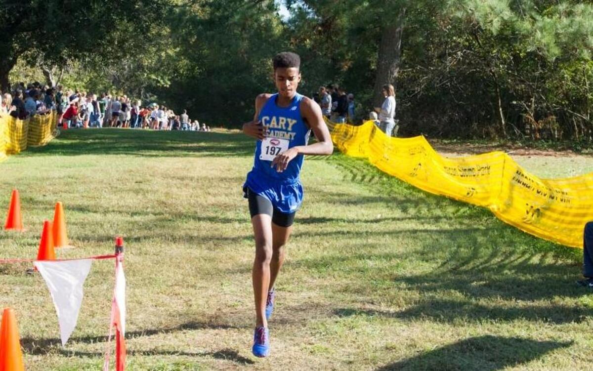 Class 3A Cary Academy's Chase Coley comes in 4th place during the NCISAA State Cross Country Championships that took place at Hagan-Stone Park on October 28, 2016 in Pleasant Garden, North Carolina.