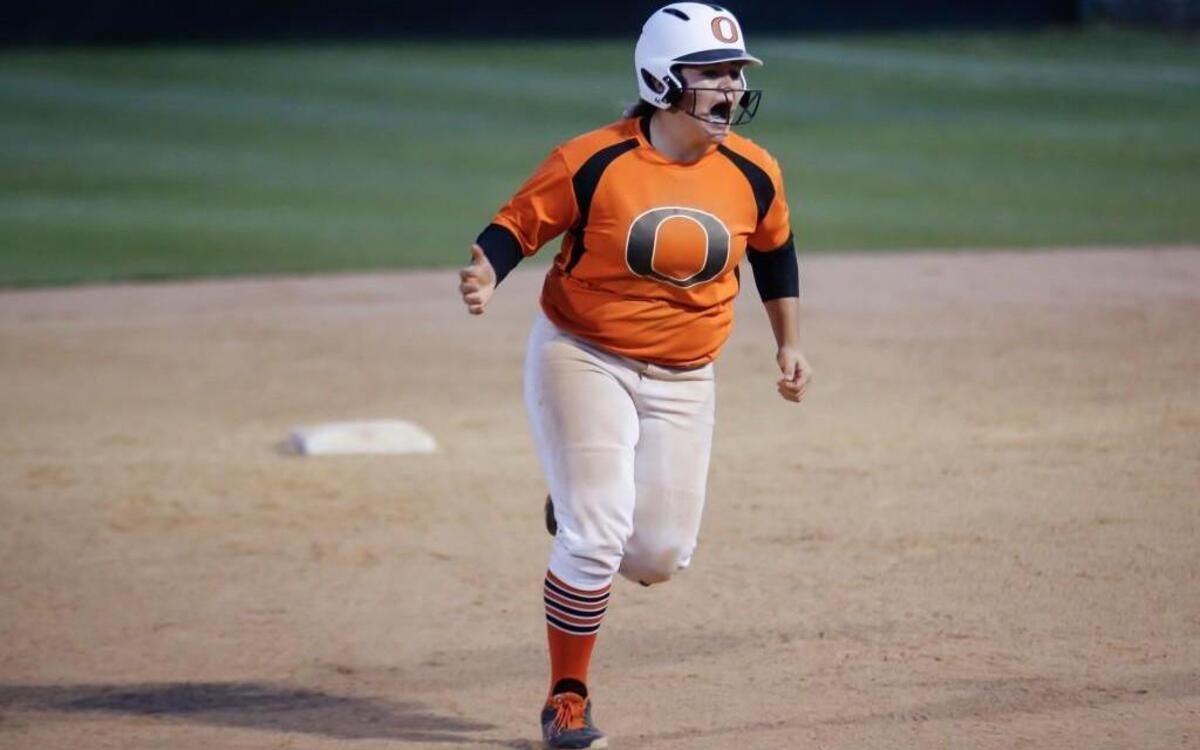 Orange's Mia Davidson (33) screams in celebration as she rounds the bases after a home run during a home game against Northwood on Friday, April 15, 2016. Orange won the Big-8 softball game 5-4 in 9 innings.