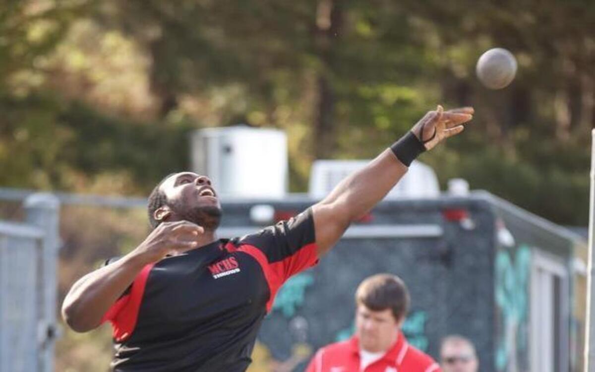 
Middle Creek’s Terrell Adams during the SWAC track and field championships at Green Hope on Tuesday, April 21, 2015.
