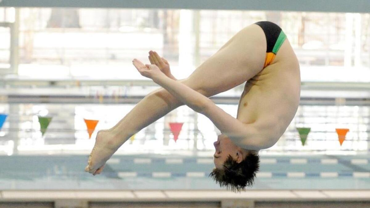 Panther Creek’s Connor Callahan competes during the NCHSAA 4A East Regional boys diving championships, which were held in Raleigh on Friday, February 6, 2015.