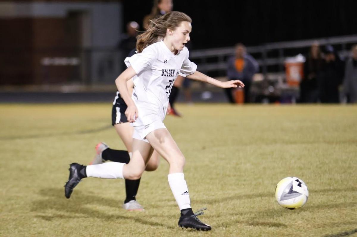 Holly Springs’ Annabelle Abbott during Fuquay-Varina's soccer match at Holly Springs on Wednesday, March 8, 2017. Holly Springs won the game 3-0.
