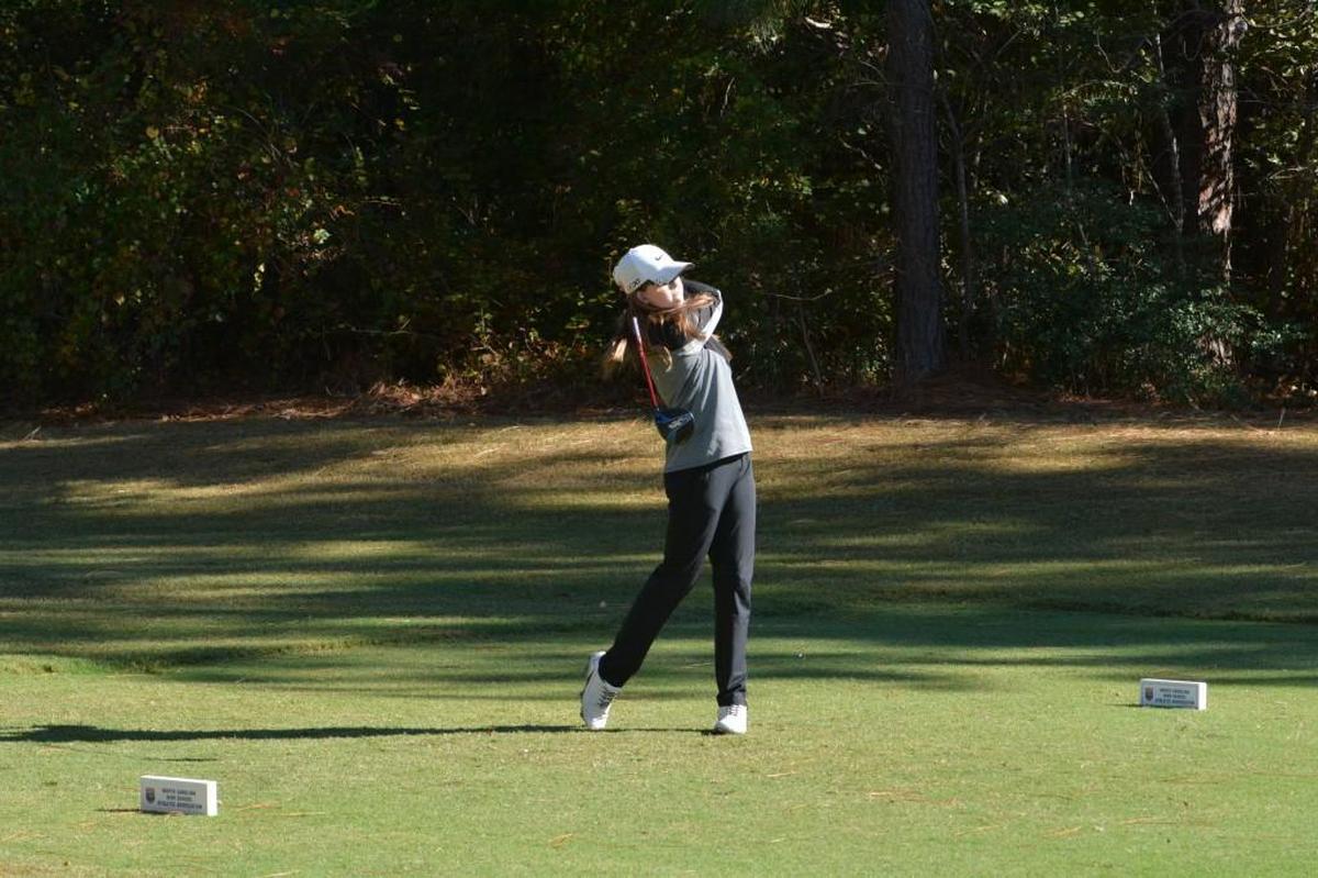 Katharina Floyd from Northwood at the 3A girls golf state championship at the Longleaf Golf and Country Club on Tuesday, October 25, 2016.