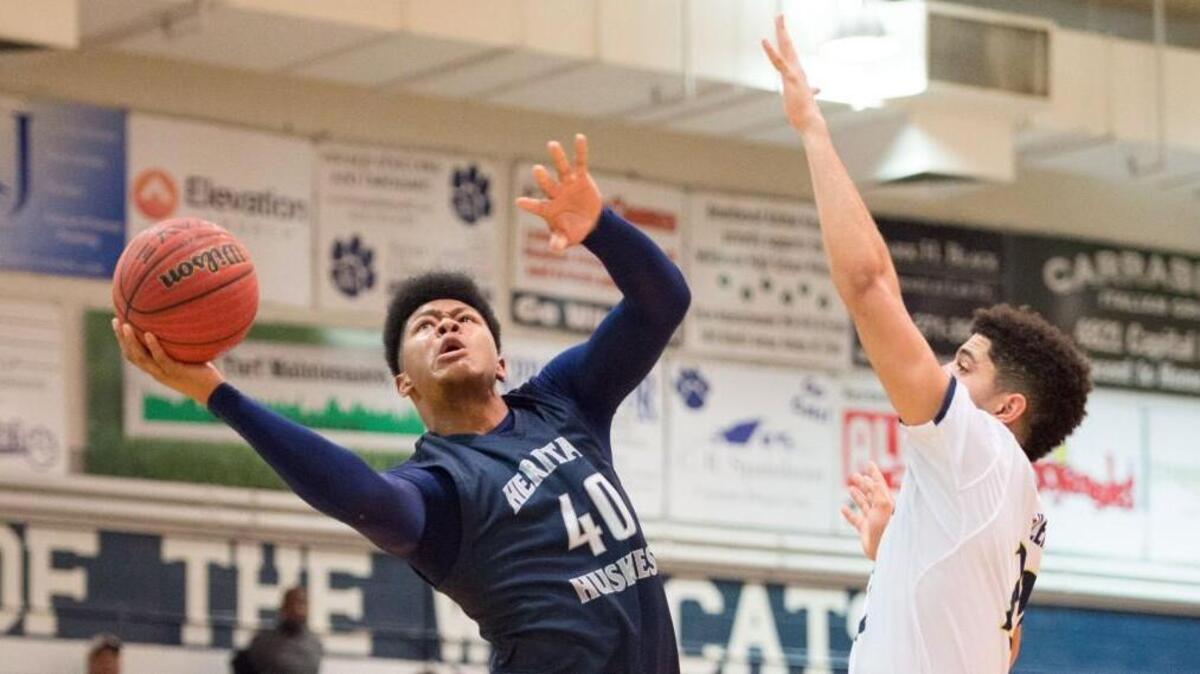 Heritage's Jayden Gardner (40) during Cap-8 4A matchup between Heritage and Millbrook that took place at Milbrook High School on January 5, 2017 in Raleigh, North Carolina. Millbrook girls defeated Heritage 54-51. Heritage boys defeated Millbrook 69-60.