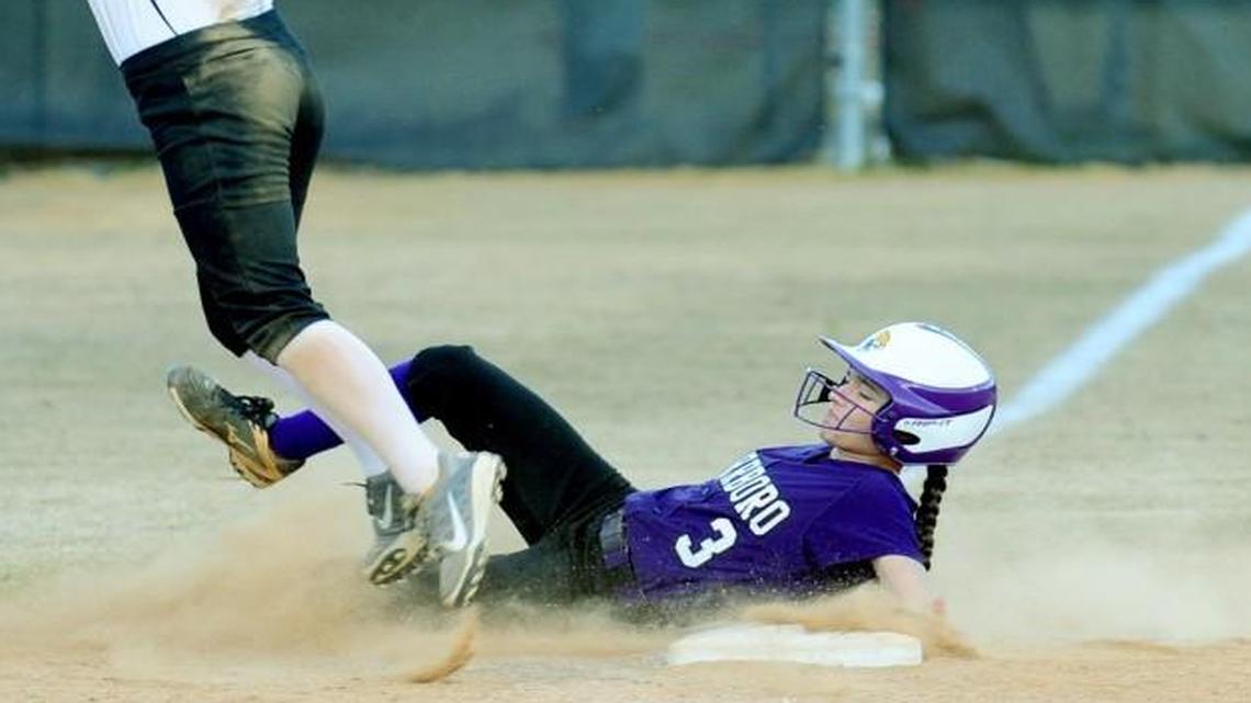 Carrboro softball showing speed on the basepaths