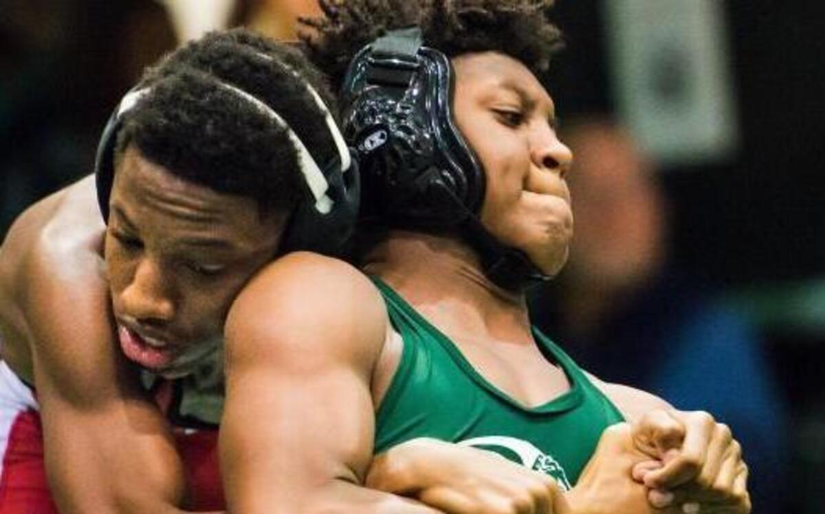 Southeast’s Christian Kornegay and Rolesville’s Matt Mimms competed in the 126 lb weight class during a wrestling match on Wednesday, December 02, 2015 in Raleigh, N.C. The Clayton Comets won the event.