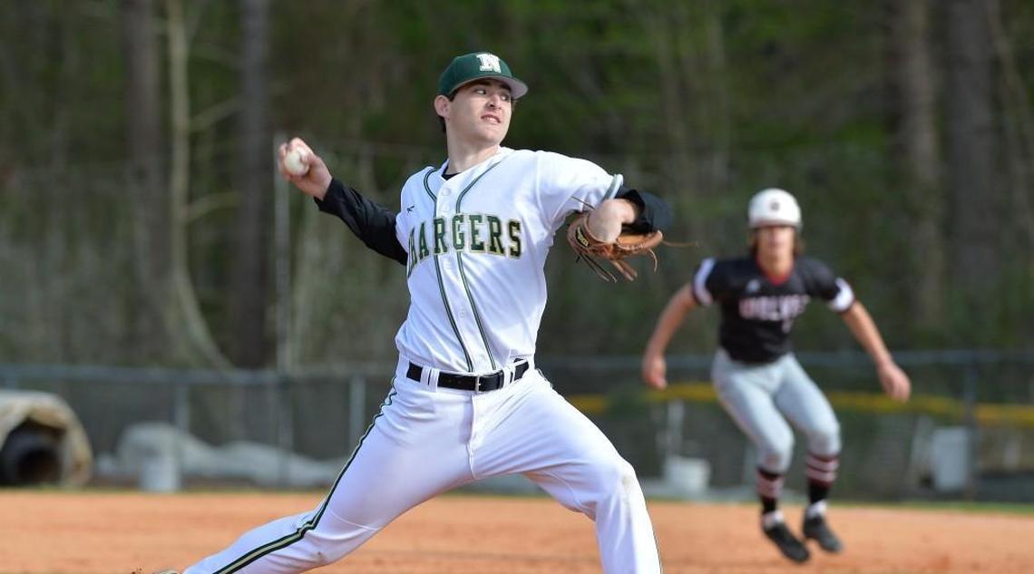 Davis Palermo of Northwood throws a pitch for the Chargers. The Northwood Chargers played the Cedar Ridge Red Wolves in a baseball game that took place in Chapel Hill, N.C. on Friday, April 7 2017. Northwood won 9-2.