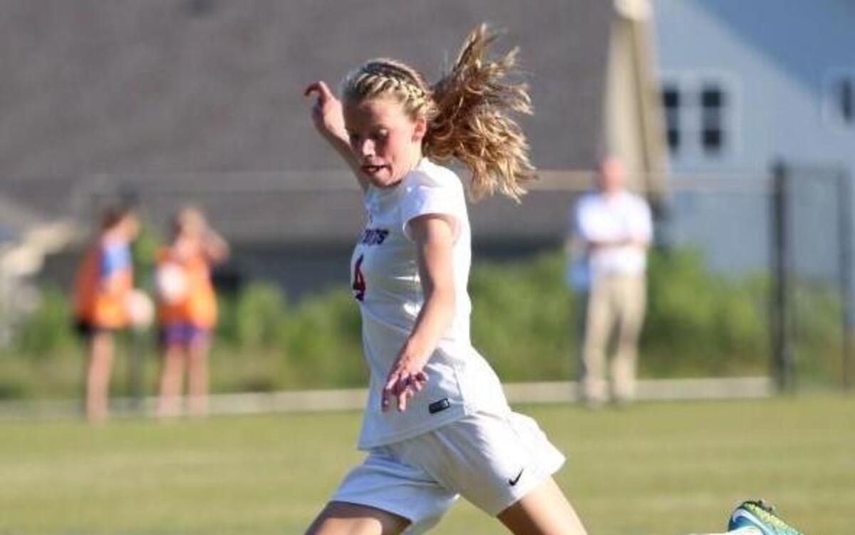 Franklin Academy’s Niamh Stephan (4) scores the third goal of the game during Franklin Academy’s 6-0 semifinal win over the Whiteville Wolfpack Tuesday. She will be one player the Patriots will count on to score as her sister, Kiera, is sidelined with a torn ACL.