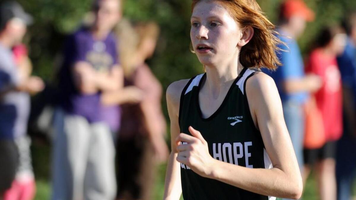 Green Hope's Kelsey Vogel finished fourth in the SWAC girls cross country championships, which took place in Cary on Wednesday, October 19, 2016.