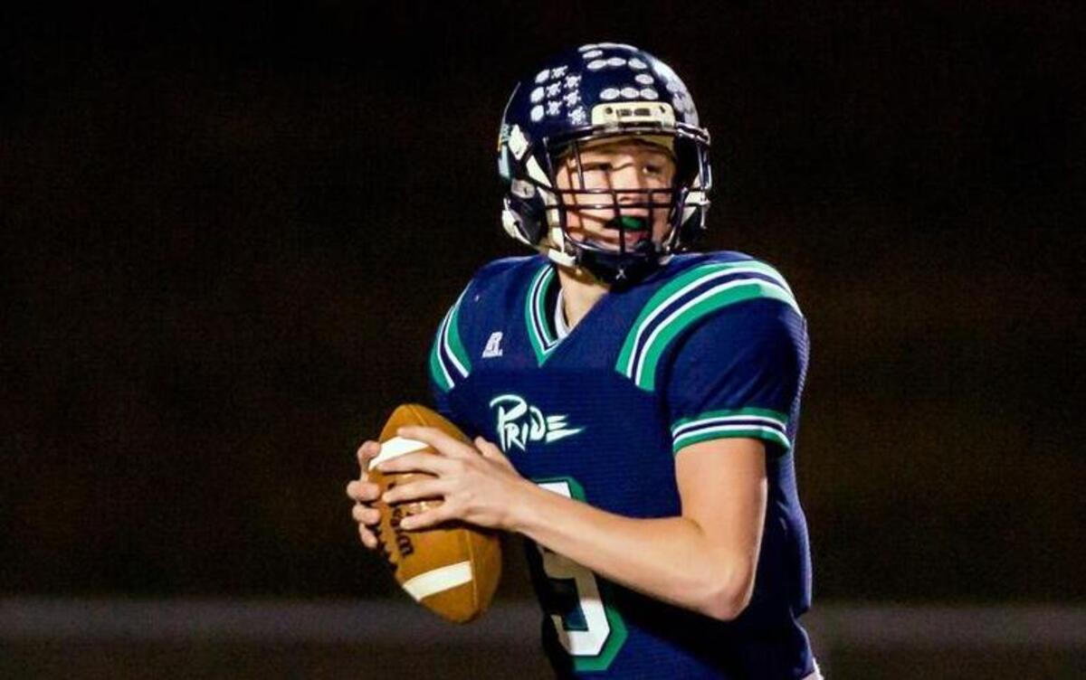 
Leesville's Clay Vick (5) looks for an open receiver in a football game played against Millbrook on Oct. 31, 2014.
