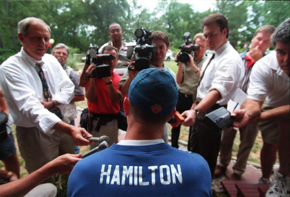 Josh Hamilton of Athens Drive high school speaks with the media after being selected by the Tampa Bay Devil Rays, as their first round pick of in the Major League draft.
