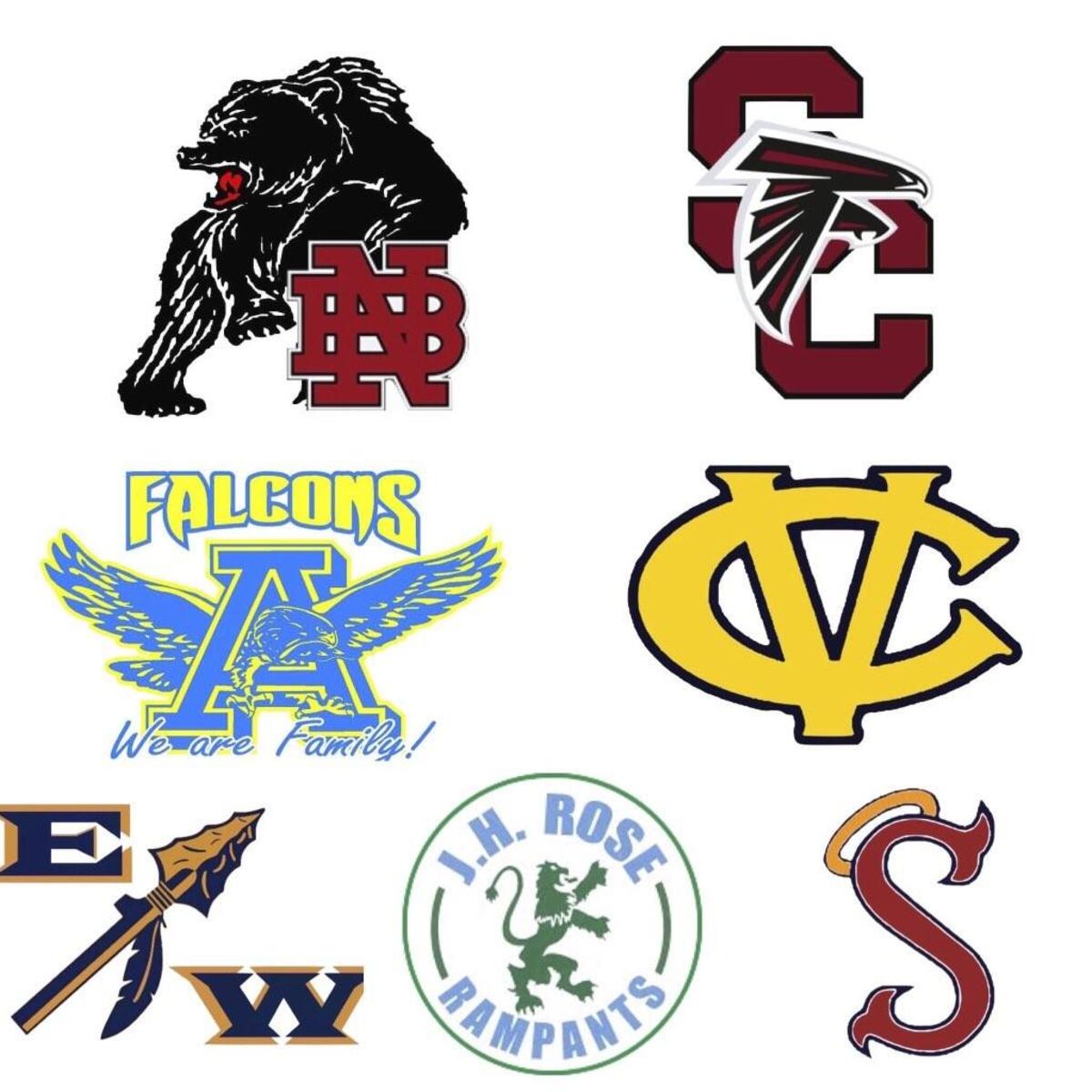 Eastern Carolina 3A/4A Conference: New Bern Bears, South Central Falcons, C.B. Aycock Golden Falcons, D.H. Conley Vikings, Eastern Wayne Warriors, J.H. Rose Rampants, Southern Wayne Saints.