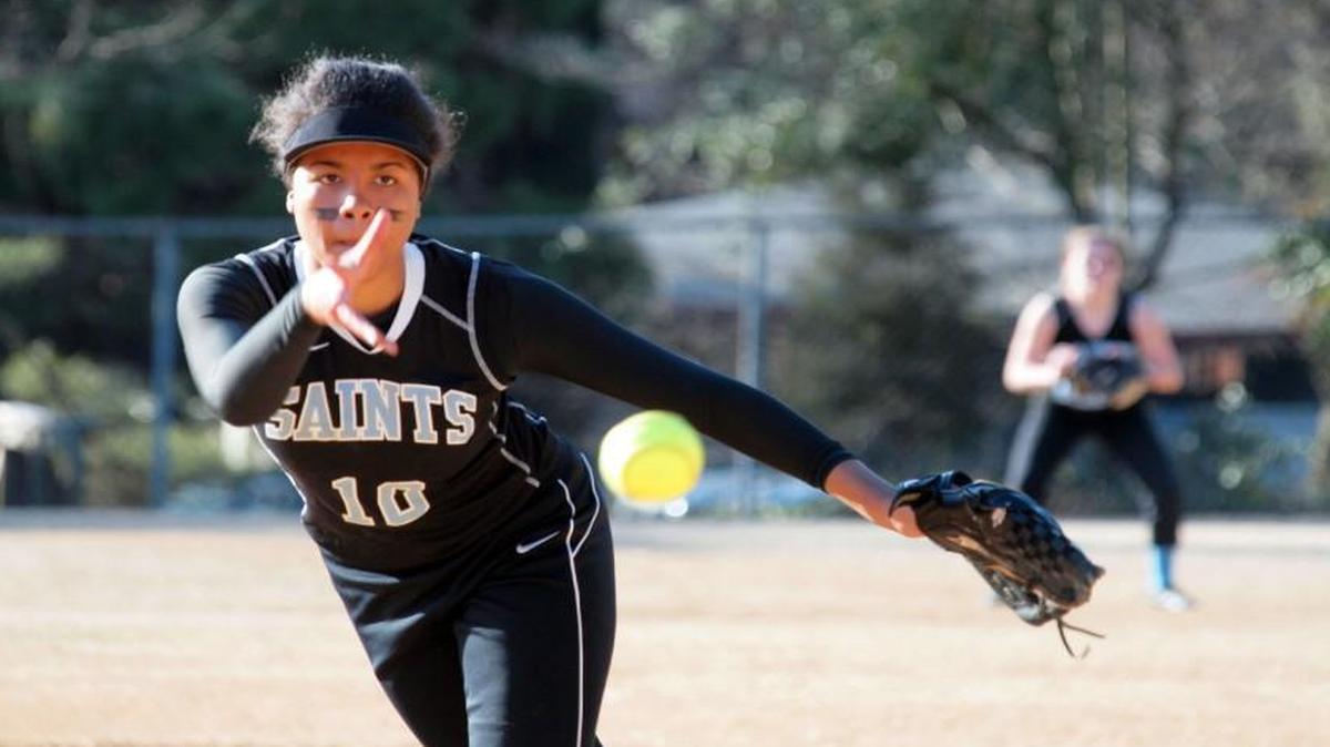 Talley Morton of Saint Mary’s School in Raleigh throws a pitch her senior season. She exits as a student leader who used sports as an outlet.