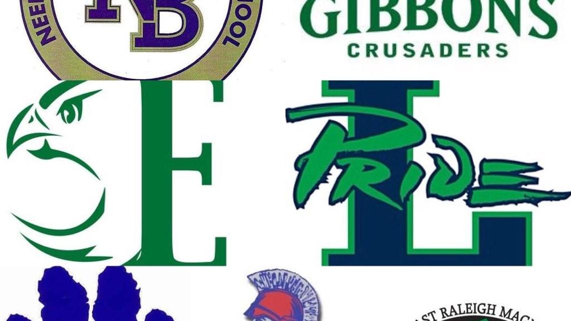 This 4A conference will have (L-R, from top) the Broughton Capitals, Cardinal Gibbons Crusaders, Enloe Eagles, Leesville Road Pride, Millbrook Wildcats, Sanderson Spartans and Southeast Raleigh Bulldogs.