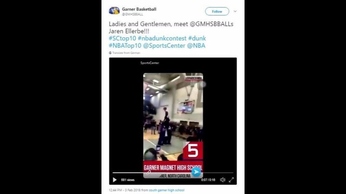 A screen shot from Garner basketball team’s post on being on ESPN SportsCenter’s Top Plays.