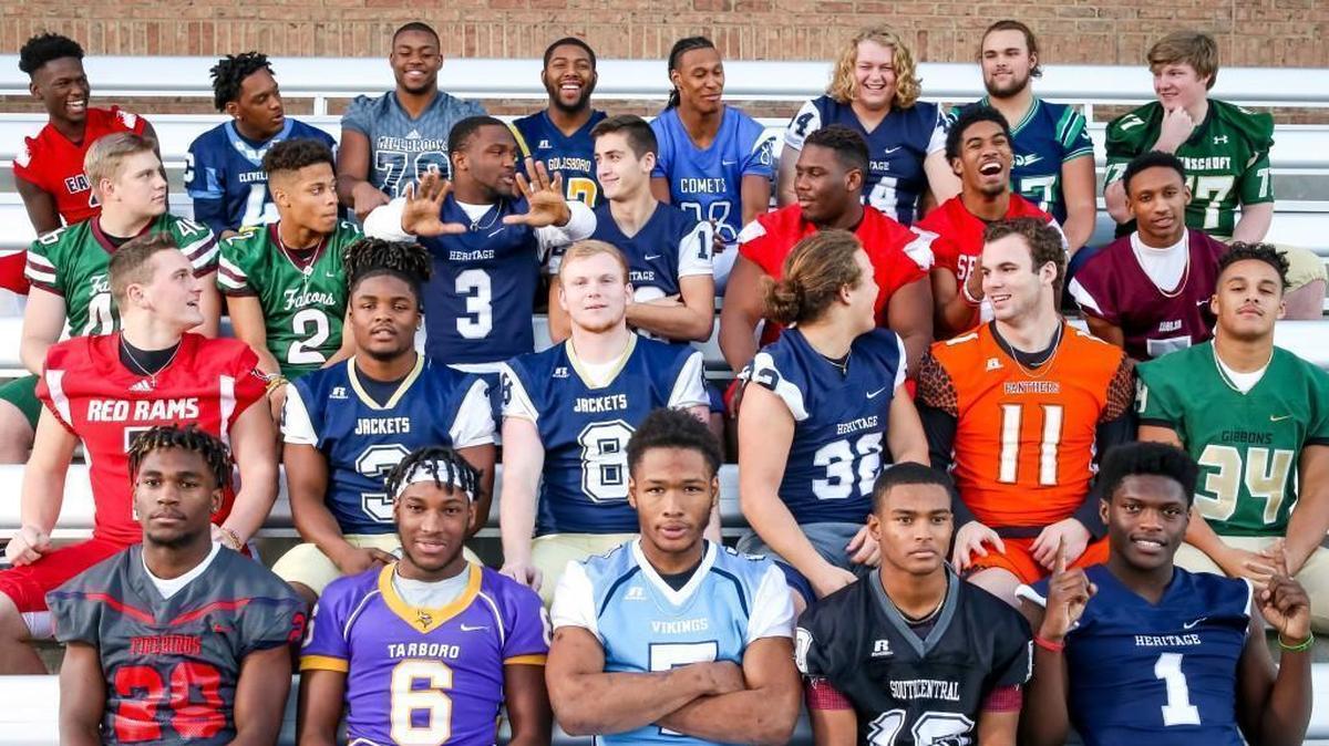 The members of the N&O All-Metro Football Team, pose for a portait on Thursday, December 21, 2017.