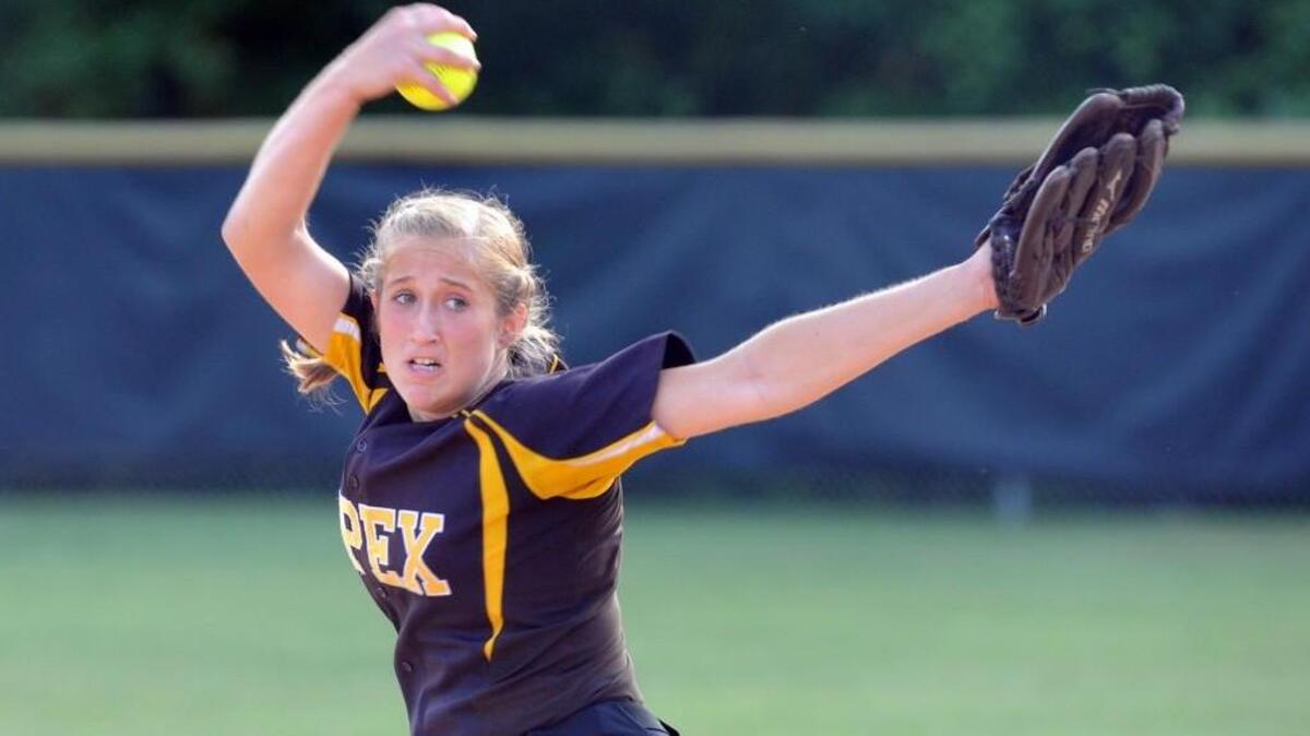 Apex's Julia Cerasi delivers a pitch on May 28, 2015.