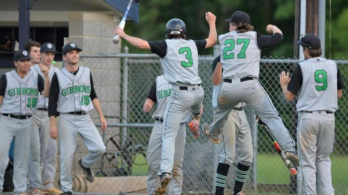 Cardinal Gibbons is the N&O’s top-ranked area baseball team entering the playoffs. Jimmy Russo (3) of Cardinal Gibbons celebrates along his teammate Sam Minier (27) after scoring a point for the Crusaders. The Northern Knights played the Cardinal Gibbons Crusaders in a baseball game that took place in Durham, N.C. on Wednesday, May 5, 2016. Cardinal Gibbons won 9-6.