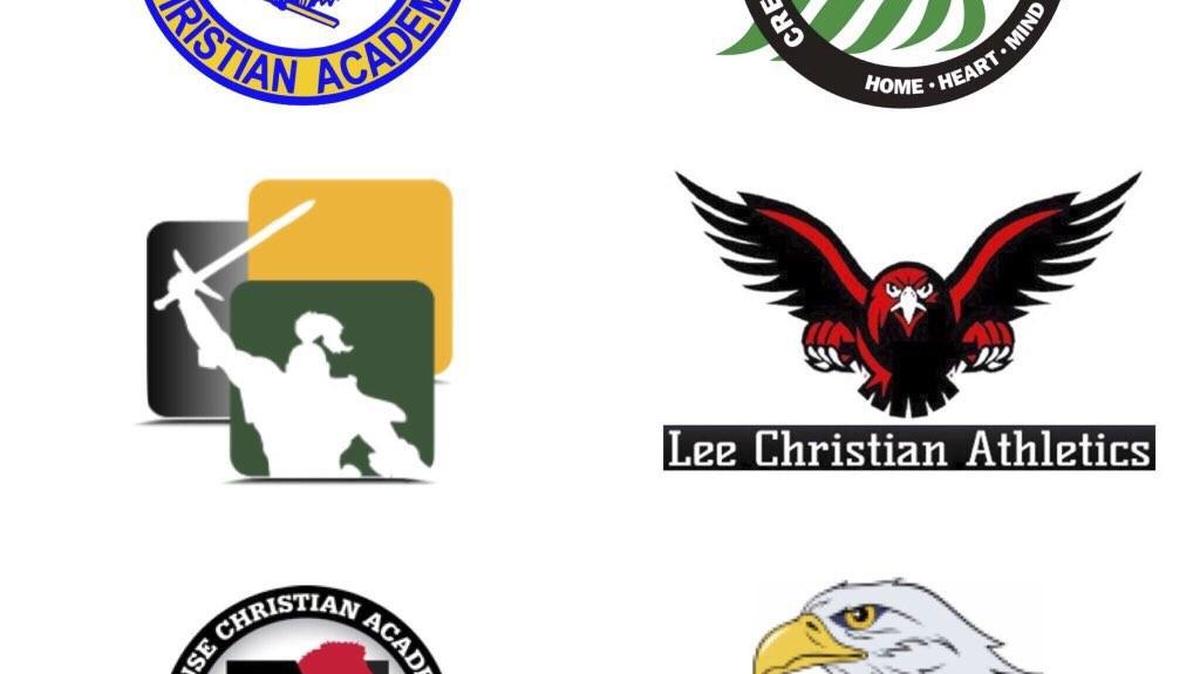 The Carolina Christian Conference: Cape Fear Christian Eagles; Cresset Christian Eagles; Grace Christian Sanford Crusaders; Lee Christian Falcons; Neuse Christian Lions; Northwood Temple Eagles.